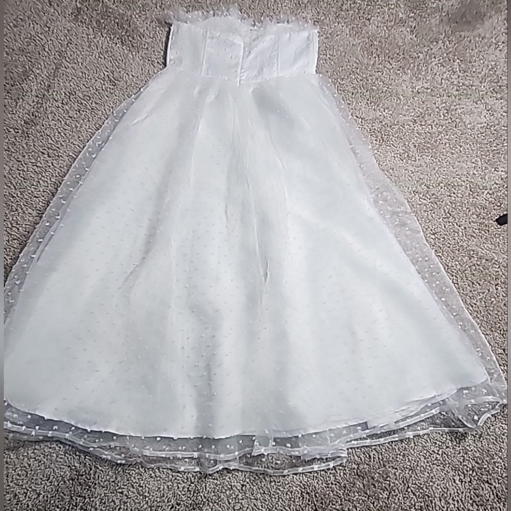 Lulus Womens Lined Sheer Strapless White Madi Dress Sz M - Picture 2 of 9